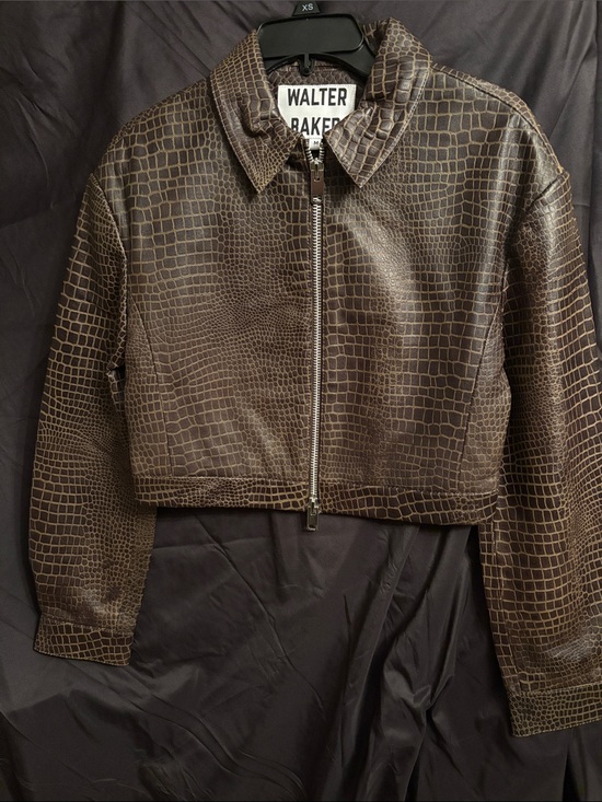 Walter Baker Jackets & Blazers - Walter Baker Dark Brown Croc-Embossed Leather Zip Jacket